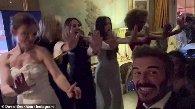 David Beckham captures the moment the former Spice Girls perform some of the choreography from their days as a pop band.