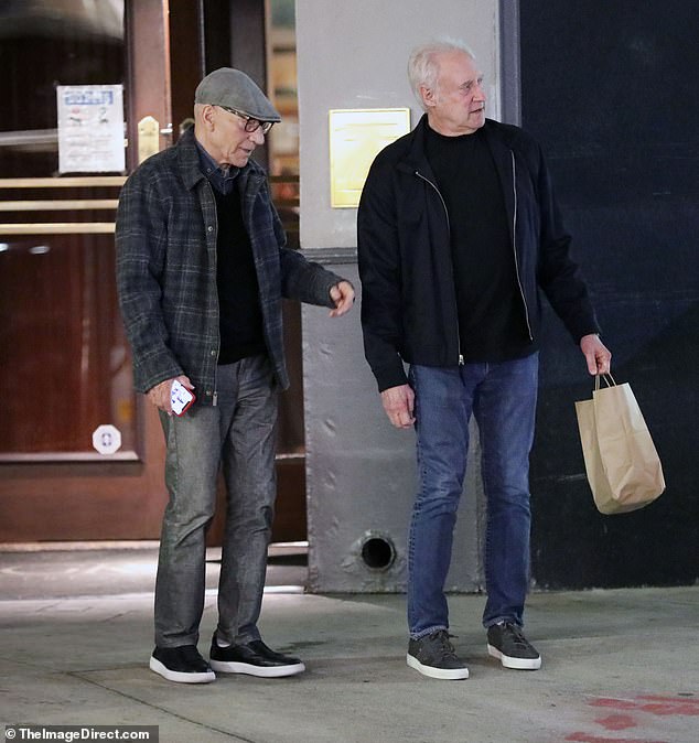 Sir Patrick Stewart (L) joined his former Star Trek co-star Brent Spiner (R) for dinner in Los Angeles on Monday night.