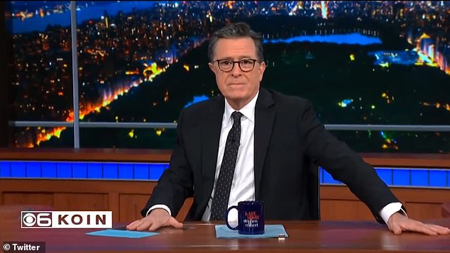Late night host Stephen Colbert seemed overcome with emotion during Monday night's episode of The Late Show with Stephen Colbert.