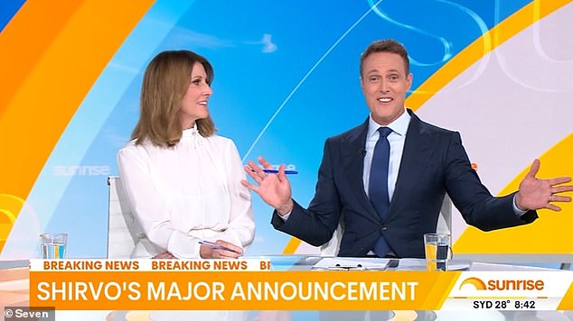 Her stunned co-hosts Natalie Barr, 56 (left), and Edwina Bartholomew, 40, were shocked by the news, only for Shirvo to reveal it was all an April Fool's Day prank.