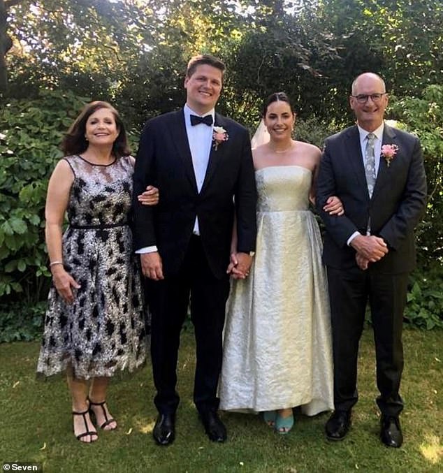David Koch will be a grandfather again, as his daughter Georgie and her husband Alex Merkel (both pictured with David and his wife Libby) are expecting their first child.