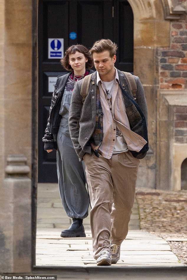 Leo on the set at Cambridge University for his upcoming Prime TV series Target, in which he plays a mathematics postgraduate who finds himself at the center of a spy conspiracy.