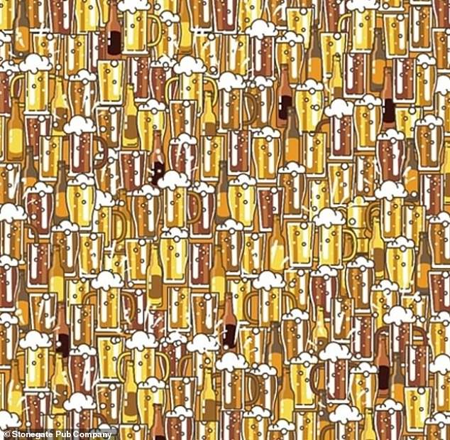 Only those with sharper vision will be able to spot the glittering trophy among the sea of ​​pints in this mind-blowing optical illusion.