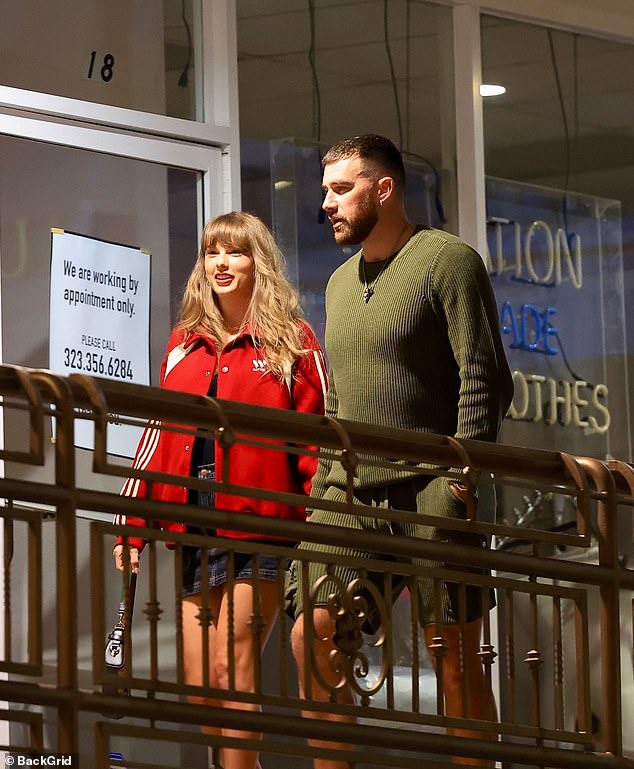 Taylor Swift and her boyfriend Travis Kelce opted to skip Coachella for a quiet date night at one of their favorite restaurants in Los Angeles, California, on Friday night.