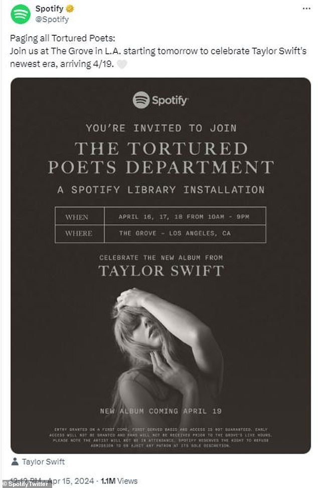 Taylor Swift's Upcoming Album The Tortured Poets Department To Be Promoted With 'Library Installation' In Los Angeles