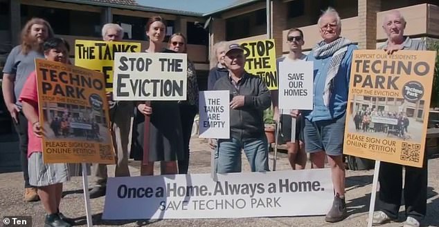 Techno Park residents (pictured) have spent the last 11 months fighting to stay in their homes