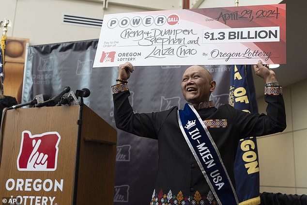 Cheng 'Charlie' Saephan, 46, of Portland, was featured as one of three Powerball winners after the winning ticket was drawn earlier this month.  He, his wife and a friend of his won $1.3 billion.