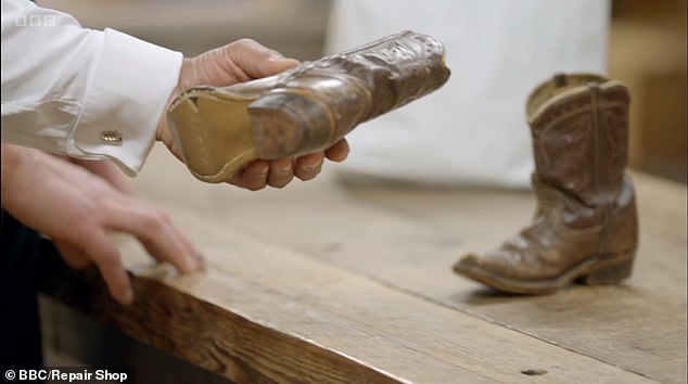 Shoemaker Dean Westmoreland was then tasked with restoring the boy's boots to their former glory, and he shared the complicated process with viewers.