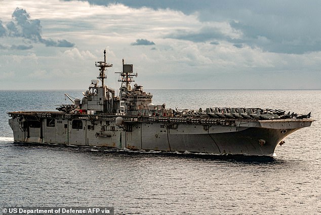 US congressional sources say the amphibious warship Bataan, seen here in December last year, is leading a US naval task force in the eastern Mediterranean.