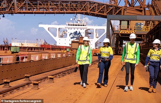 China, Australia's largest trading partner, is the largest customer of iron ore;  Until recently, Australia's most valuable export was used to make steel (pictured, Fortescue workers in Western Australia).