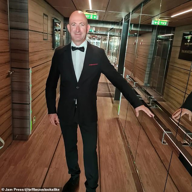 A German electrician who left his job to pursue a career as a Jeff Bezos lookalike now enjoys a lavish lifestyle reminiscent of the Amazon mogul himself.