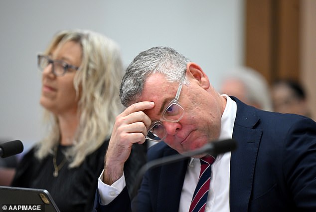 Federal Agriculture Minister Murray Watt during a Senate estimates hearing in February.