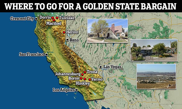 There are nine cities where you can buy homes for just $150,000 or less, the LA Times reports.  The only downside is that you may have to venture a little off the beaten path.