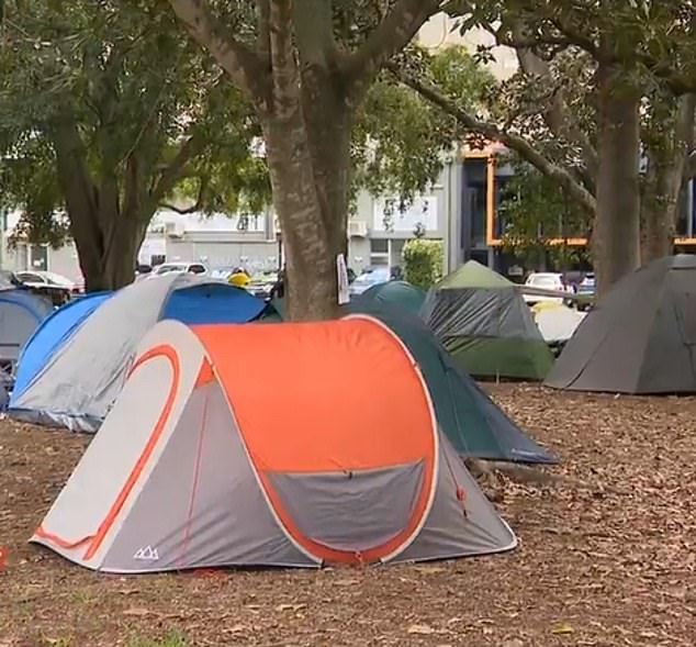 More than 60 tents have appeared in a Brisbane park as tenants find themselves without accommodation because landlords are raising prices amid a dire housing shortage.