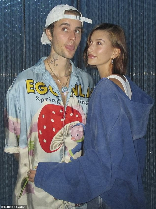 Many fans speculated that his tears could be due to rumors of marital problems with Hailey Bieber (pictured in March).