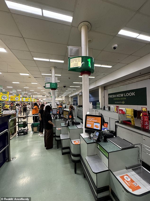 A shopper was surprised to discover that a Woolworths in the Brisbane suburb of Sunnybank (pictured) does not have a self-service area.