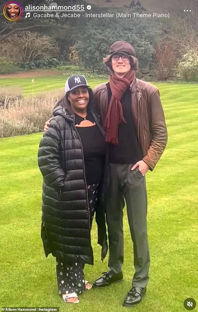 Alison Hammond was smiling from ear to ear as she hugged a mysterious male companion.