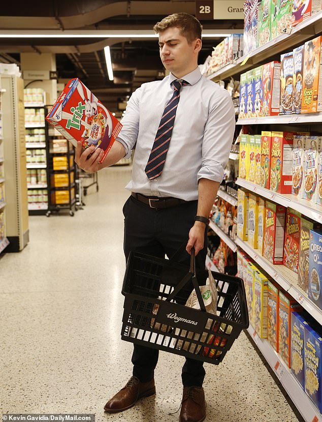 The photo above shows journalist Luke Andrews checking items in grocery stores for food coloring.
