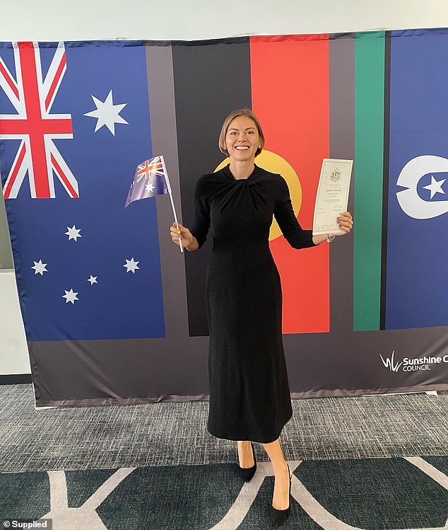 Mila was excited to officially become an Australian citizen at a ceremony on the Sunshine Coast on Monday, but one detail had Australians nervous.