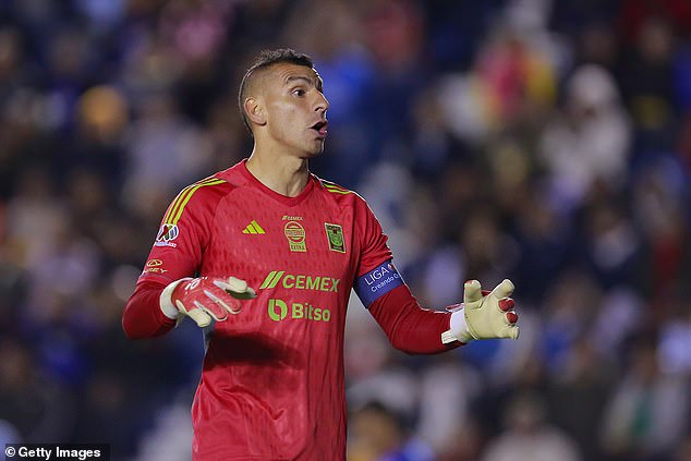 Tigres UANL goalkeeper Nahuel Guzmán is accused of pointing a laser pointer at an opponent