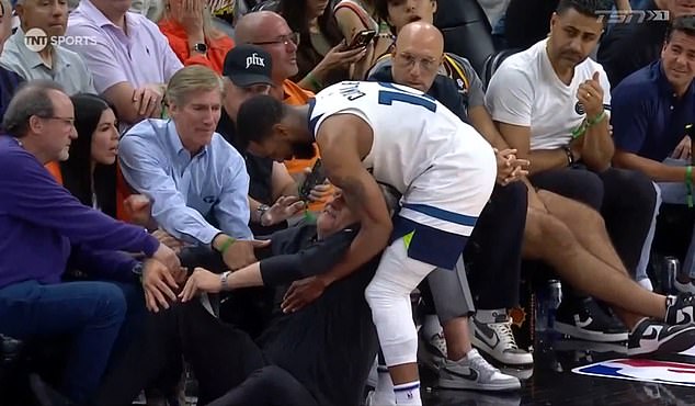 Timberwolves coach Chris Finch limped out of their playoff victory over the Suns after a brutal collision with Mike Conley.