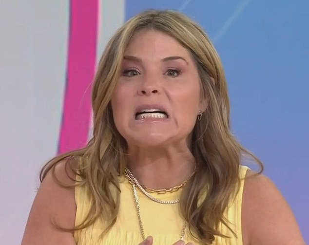 Jenna Bush Hager was left blushing during Wednesday's Today with Hoda & Jenna show when it was revealed she had something in her teeth.