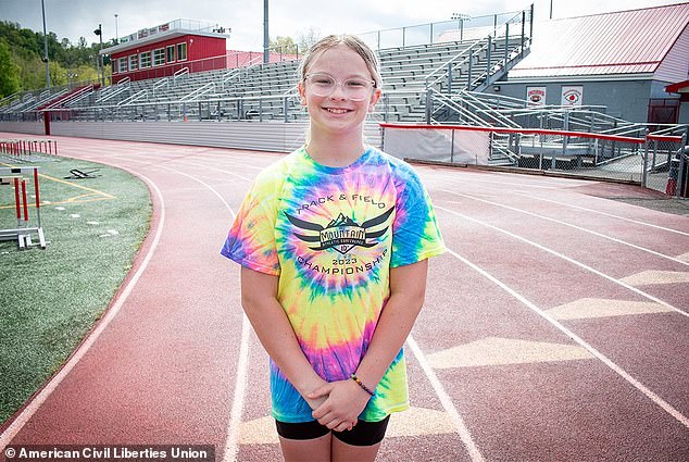 Becky Pepper-Jackson (pictured), 13, won her shot put competition in her first sporting event after an appeals court ruling allowed her to take part.