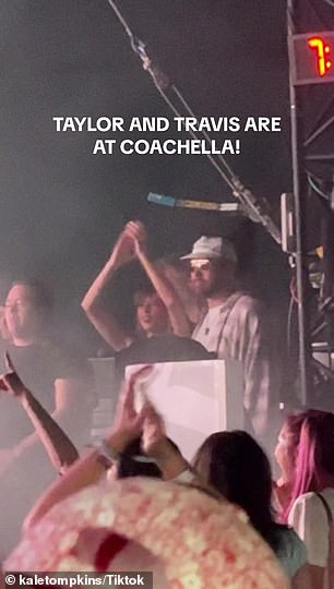 Swift and Kelce were spotted at Coachella on Saturday, watching their friend Jack Antonoff's band, Bleachers, perform at the festival.