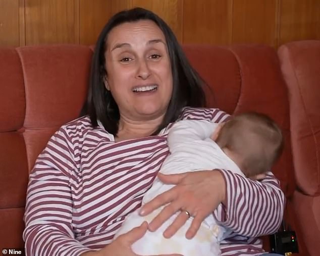 Melbourne mother-of-three Trish Faranda and her seven-month-old baby Clara (pictured together) were asked to leave Arj Baker's show at the Melbourne International Comedy Festival on Saturday night.