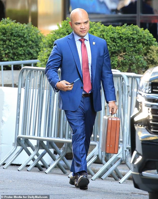 Walt Nauta, Donald Trump's valet and bodyguard, leaves Trump Tower on Tuesday in the second week of the criminal trial against the former president for hush payments to porn star Stormy Daniels.