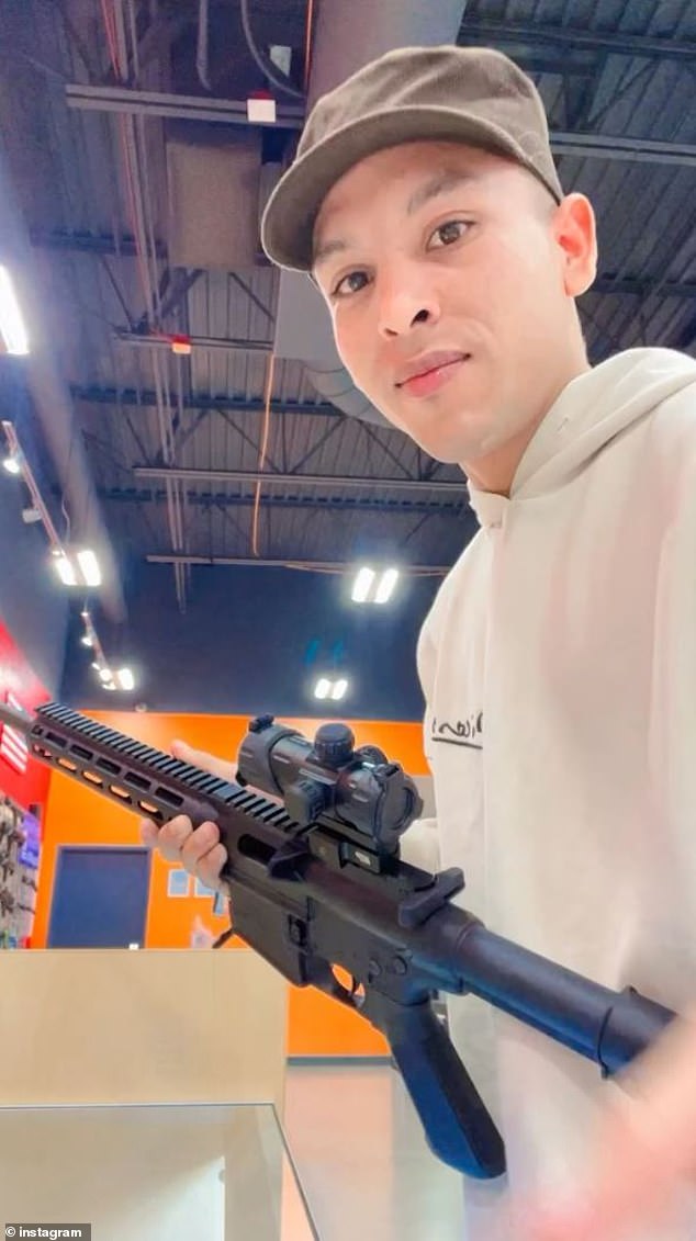 In recent social media posts, Moreno brandished a large firearm at a gun store and asked his followers which gun they like best.