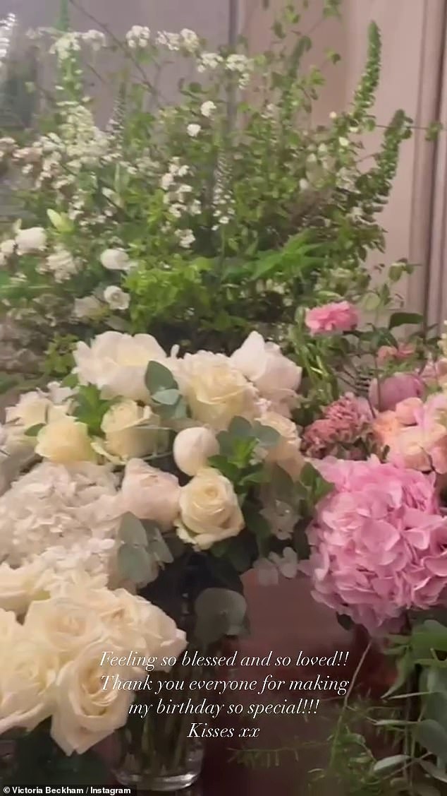 The fashion designer took to her Instagram Story to share a video of the incredible flower arrangements she had been gifted.