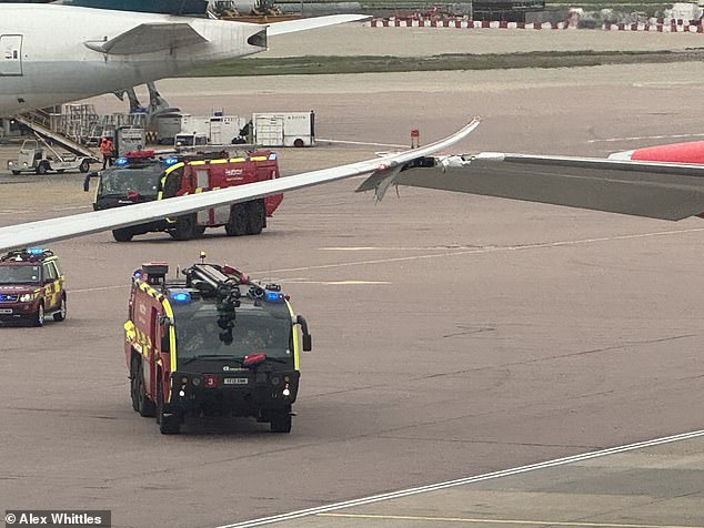 The Virgin Atlantic Boeing 787 collided with the British Airways Airbus A350 as it was being pushed back from the terminal building at Heathrow Airport.