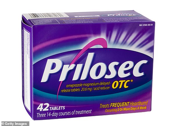 Medications include proton pump inhibitors (PPIs), such as omeprazole and esomeprazole (pictured), histamine H2 receptor antagonists or H2 blockers, such as cimetidine and famotidine, and antacid supplements.  Prilosec is a brand name version of omeprazole