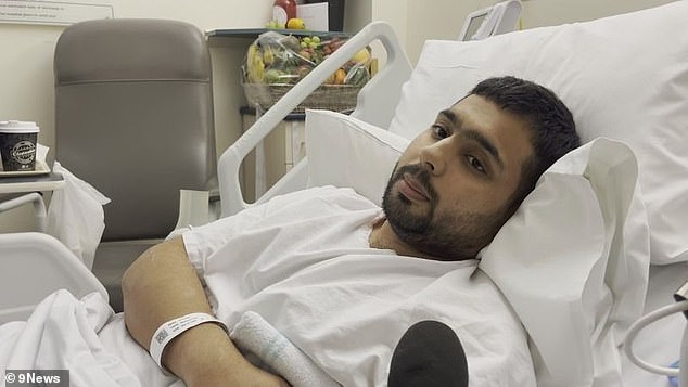 Muhammad Taha (pictured) broke his silence from his hospital bed, six days after being stabbed in the stomach in