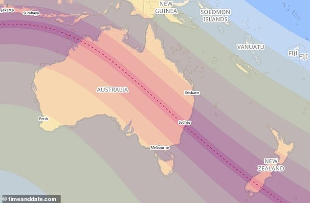 A map showing the predicted path of the next eclipse has been circulating on social media, and many excited Australians are planning to take time off work for the celestial event.