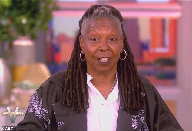 Whoopi Goldberg appeared to hold back tears during Monday's The View as she defended students protesting at universities across the United States.