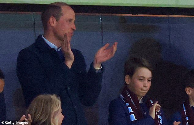 April 11 - Prince William and Prince George watch Aston Villa v Lille at Villa Park last Thursday.