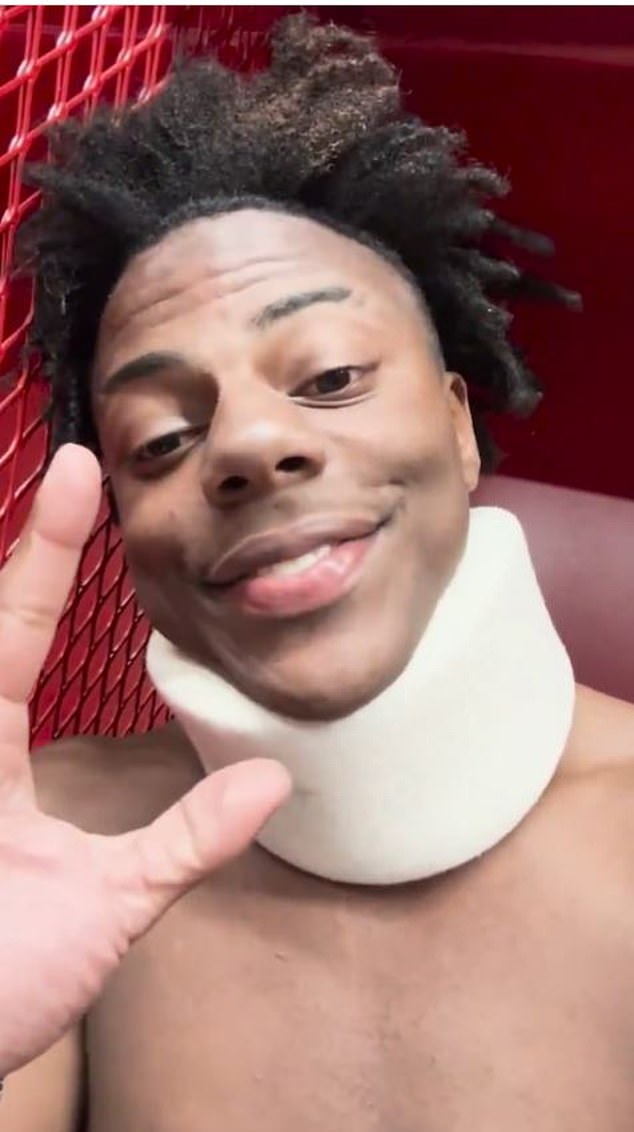 IShowSpeed ​​shows the neck injury he suffered as part of his WrestleMania appearance