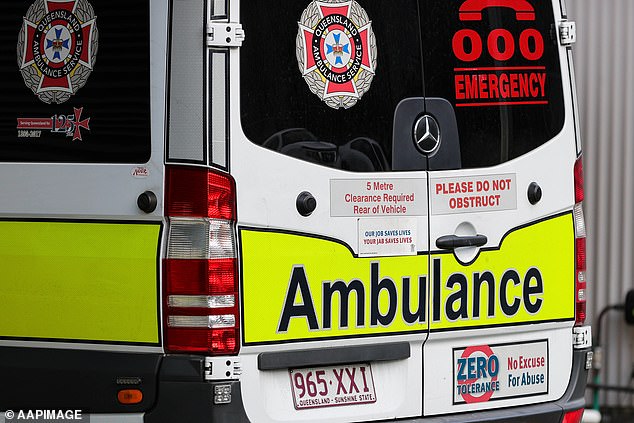 The motorcycle and the vehicle were traveling in opposite directions before the accident.  The cyclist, a 19-year-old man, died at the scene (pictured, Queensland ambulance file photo)