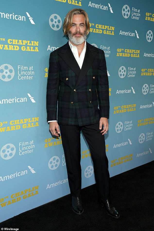 He also wore a custom suit Monday night while attending the 49th Chaplin Prize Gala at Lincoln Center.