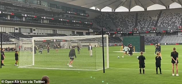A small but dedicated group of Matildas fans were able to watch their World Cup heroes perform drills against each other and take part in a question and answer session.