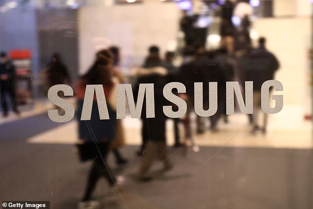 The Samsung logo is seen at the Samsung company office on February 5, 2024 in Seoul, South Korea.