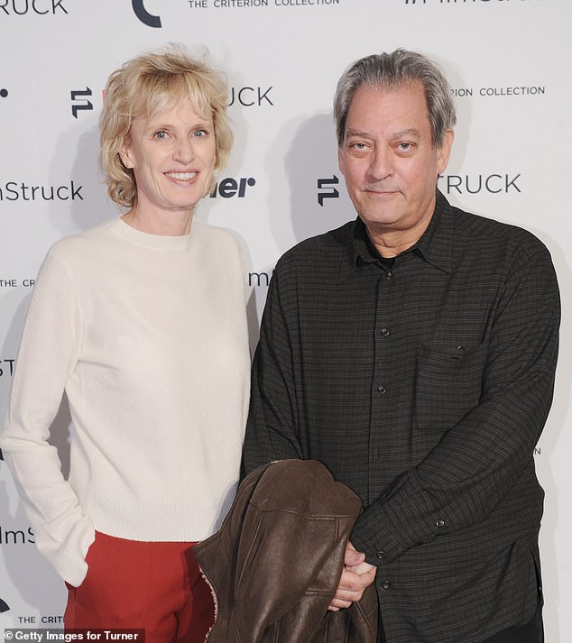Hustvedt (left), who is also a writer, never spoke about her stepson, Daniel.  She is photographed with her husband Auster in 2016.
