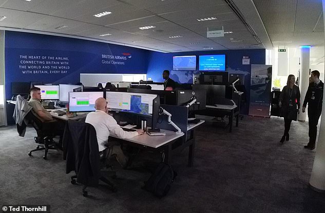 The IOC team communicates with its pilots via satellite phones and text messages, and with its cabin crew via Microsoft Teams, allowing BA to offer proactive customer service mid-flight.  For example, the IOC center can rebook a reservation for a customer whose flight is delayed, inform the crew, and that message can be transmitted directly to the customer on the plane.