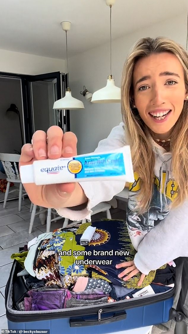 The TikTok star first discovered anti-itch cream in lost luggage, which she paid £80 for.