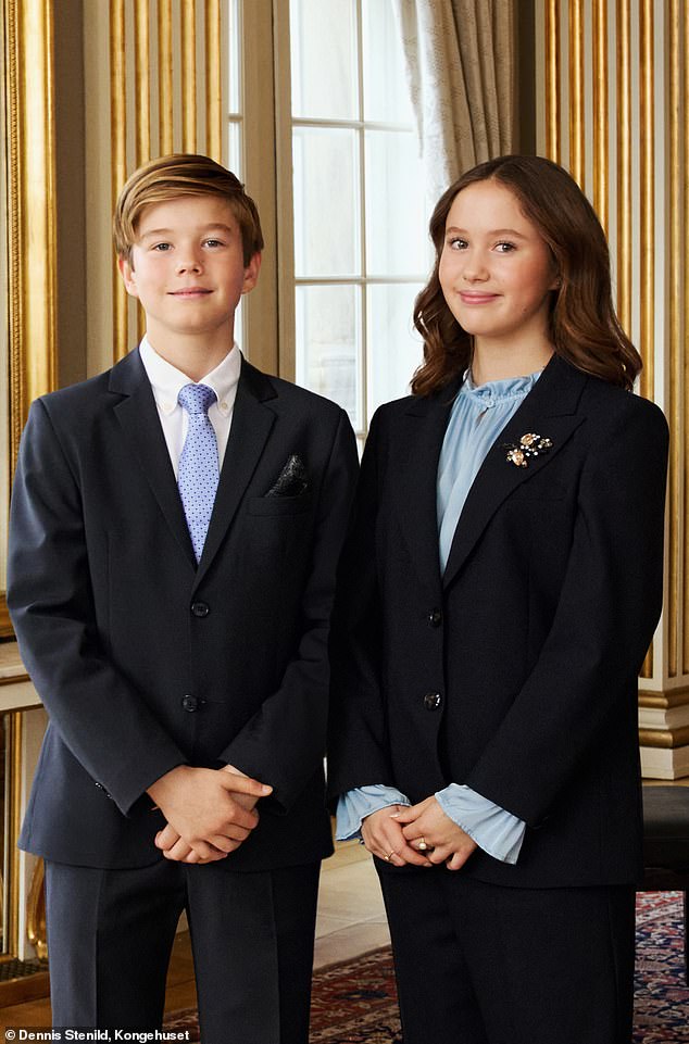 This photograph published on the occasion of the twins' 13th birthday shows Prince Vincent and Princess Josephine together, but people don't believe it is legitimate.