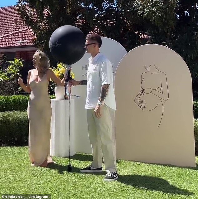 The Perth-based social media star first shared the news of her pregnancy with her fans in February and later confirmed they were expecting a baby girl (pictured at her gender reveal party).