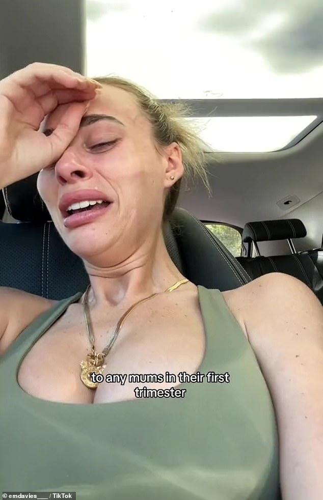 She took to TikTok to share a candid video of herself crying in her car as she reflected on her difficult first 12 weeks of pregnancy and shared a message with other expectant mothers.