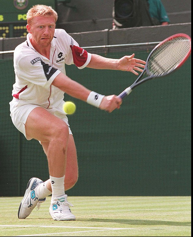 The former German tennis player was declared bankrupt in 2017. Pictured: Becker playing a backhand during his second round match on Center Court at Wimbledon in 1996.